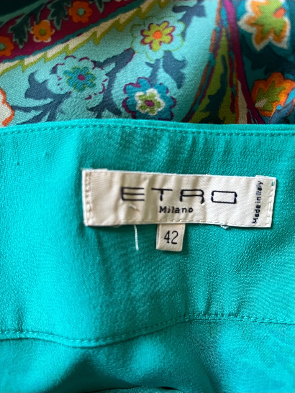 Etro Turquoise Multicolor Paisley Pencil Skirt - Picture 4 of 6